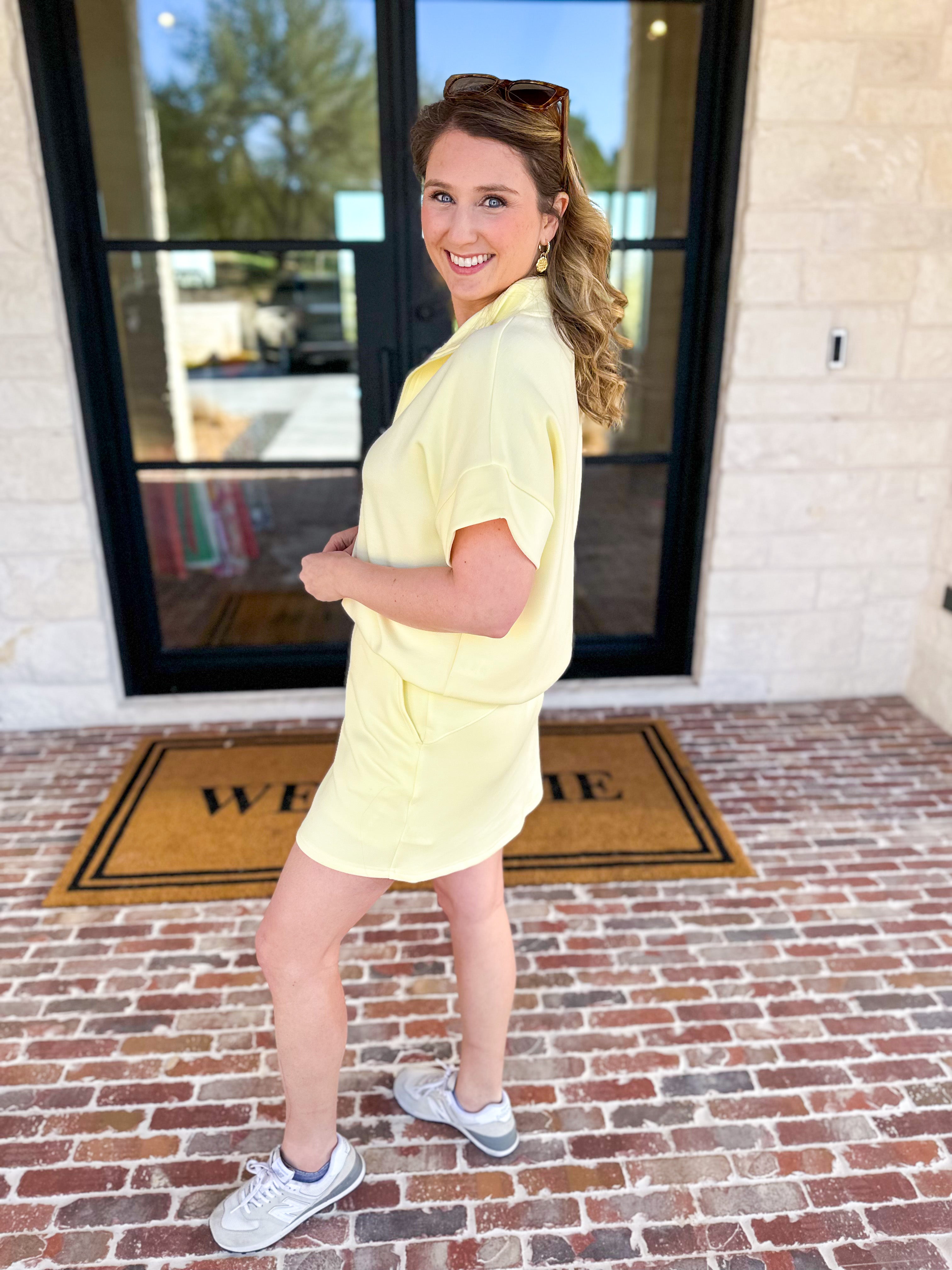 Weekend Traveler Skort Set - Lemon-300 Athleisure/Lounge-RAE MODE-July & June Women's Fashion Boutique Located in San Antonio, Texas