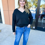 Mary Square - Hazel Long Sleeve - Black-210 Casual Blouses-MARY SQUARE-July & June Women's Fashion Boutique Located in San Antonio, Texas