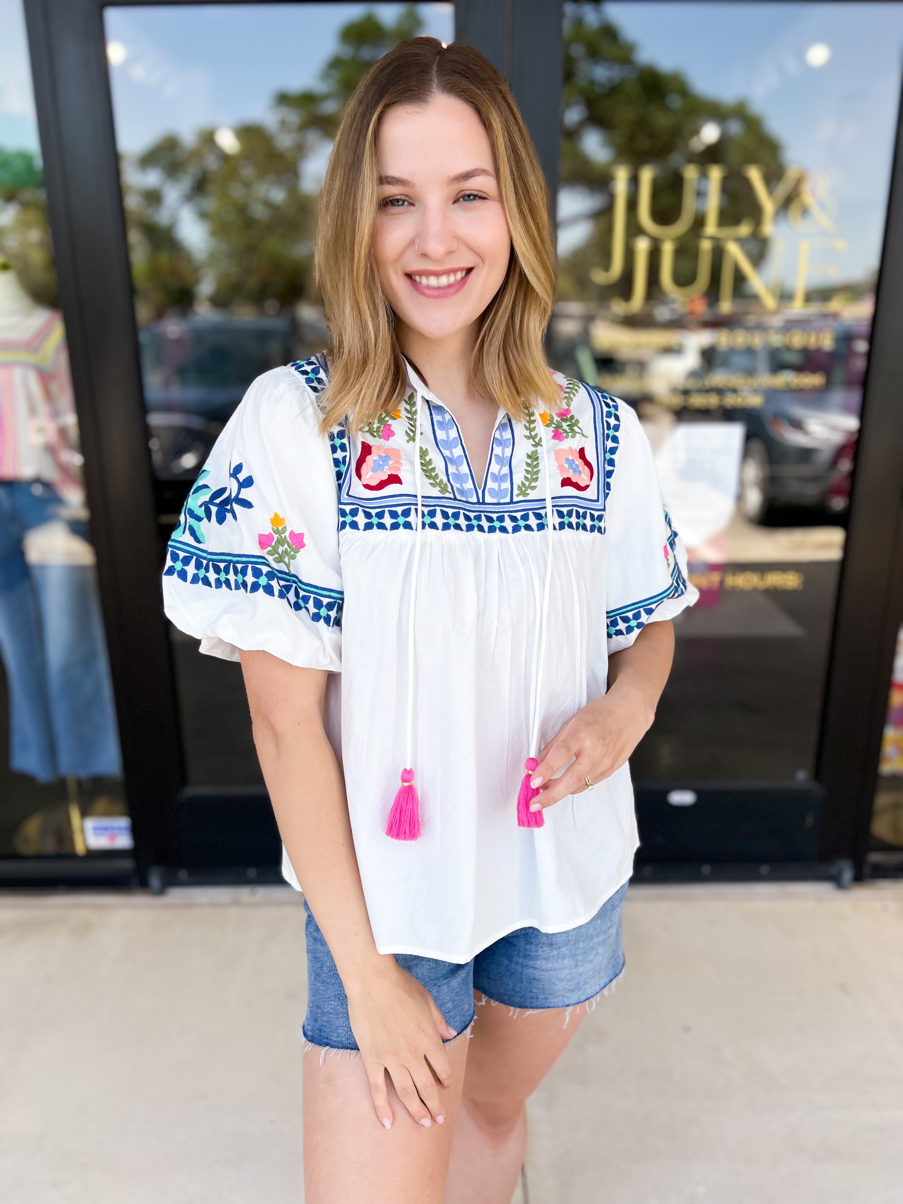 THML - The Santorini Blouse-200 Fashion Blouses-THML-July & June Women's Fashion Boutique Located in San Antonio, Texas