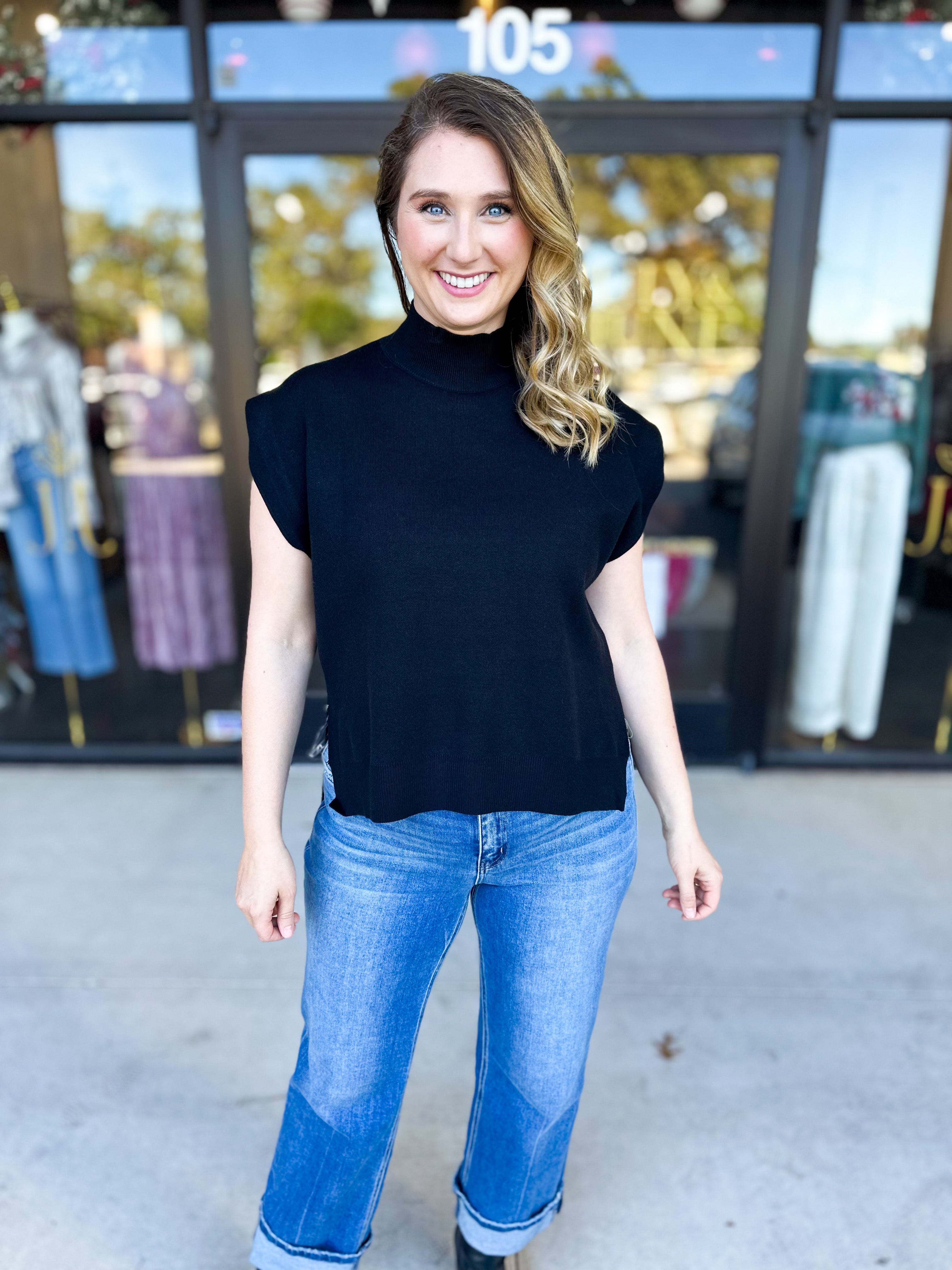 The Abigail Sweater Top - Black-230 Sweaters/Cardis-ENTRO-July & June Women's Fashion Boutique Located in San Antonio, Texas