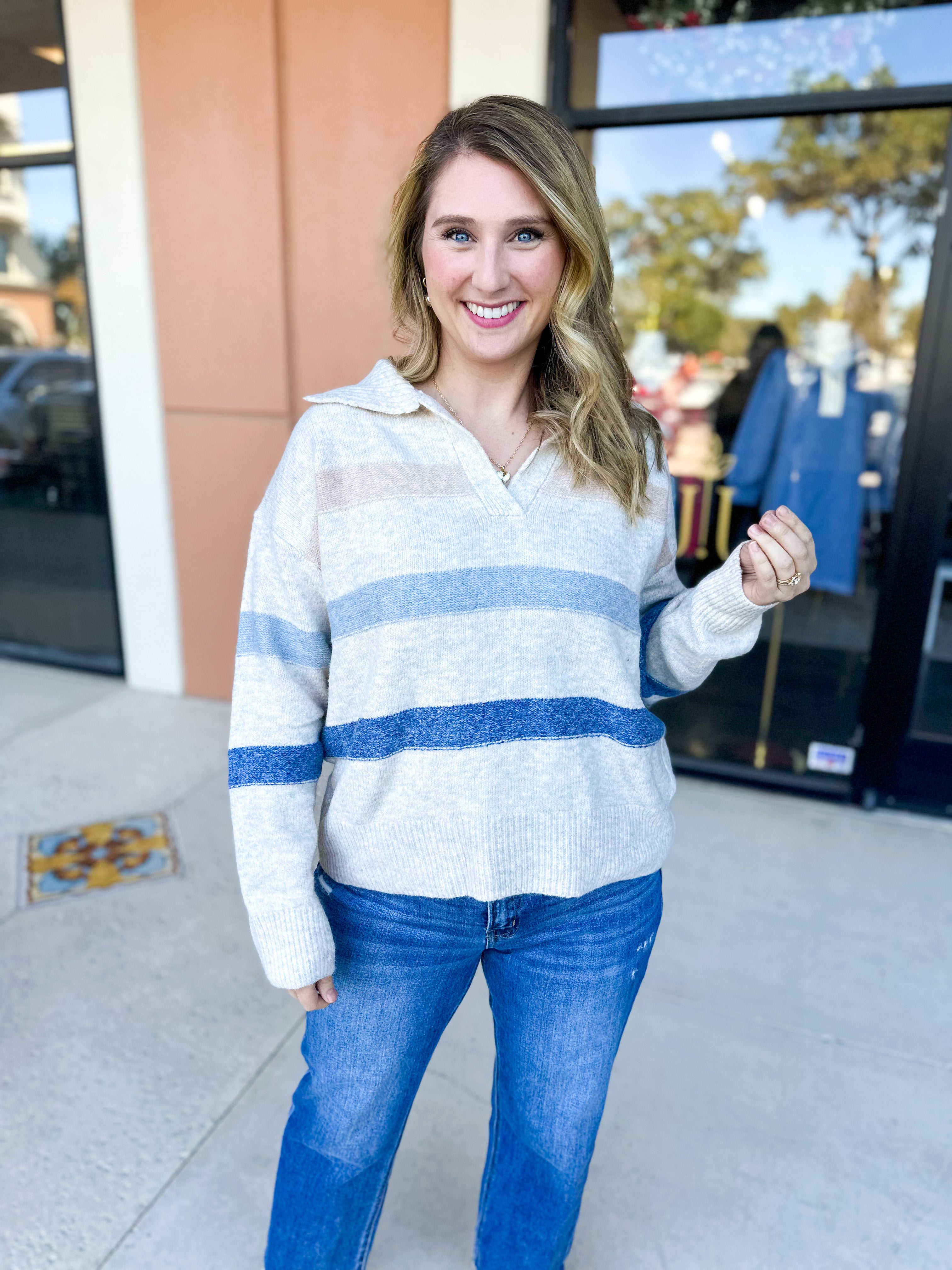 Casual Collared Sweater-230 Sweaters/Cardis-FATE-July & June Women's Fashion Boutique Located in San Antonio, Texas