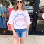 Pink Gingham USA Tee-210 Casual Blouses-PEACH LOVE-July & June Women's Fashion Boutique Located in San Antonio, Texas