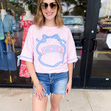 Pink Gingham USA Tee-210 Casual Blouses-PEACH LOVE-July & June Women's Fashion Boutique Located in San Antonio, Texas