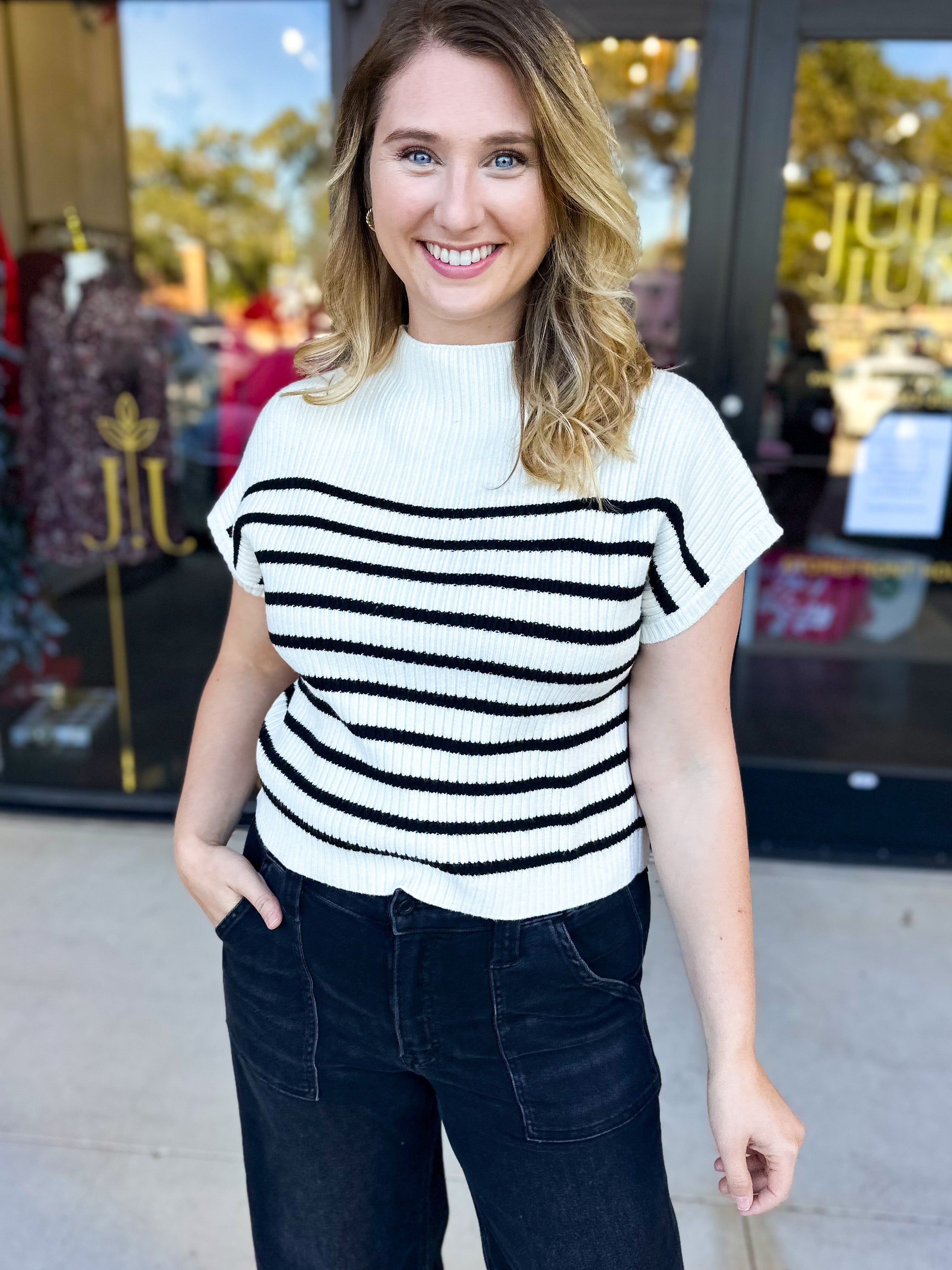 Pink Friday Doorbuster - Mock Neck Knit Sweater Top - Ivory - IN STORE-PINK FRIDAY DOORBUSTERS-BLU PEPPER-July & June Women's Fashion Boutique Located in San Antonio, Texas