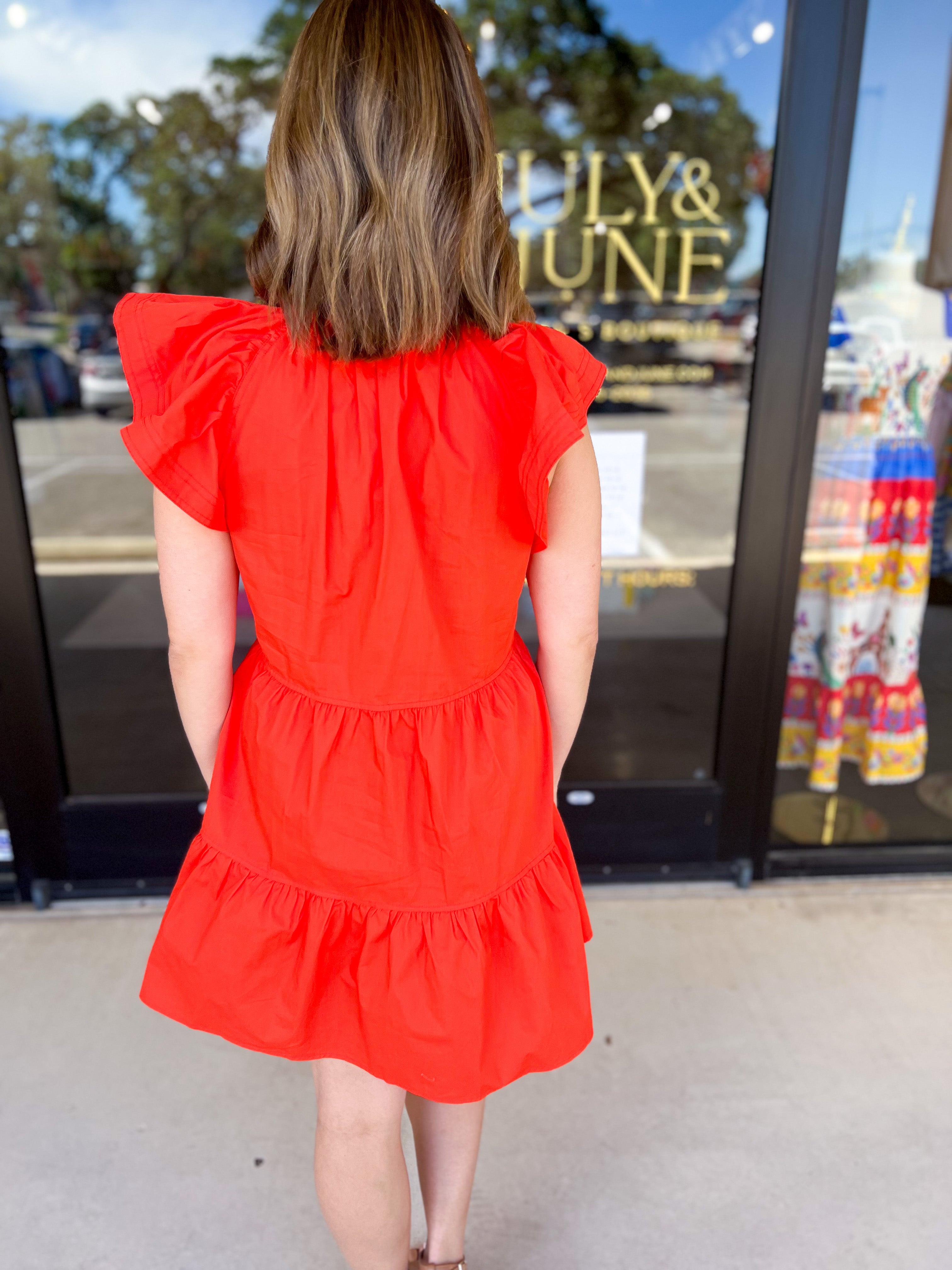 Sun Red Mini Dress-510 Mini-PINCH-July & June Women's Fashion Boutique Located in San Antonio, Texas