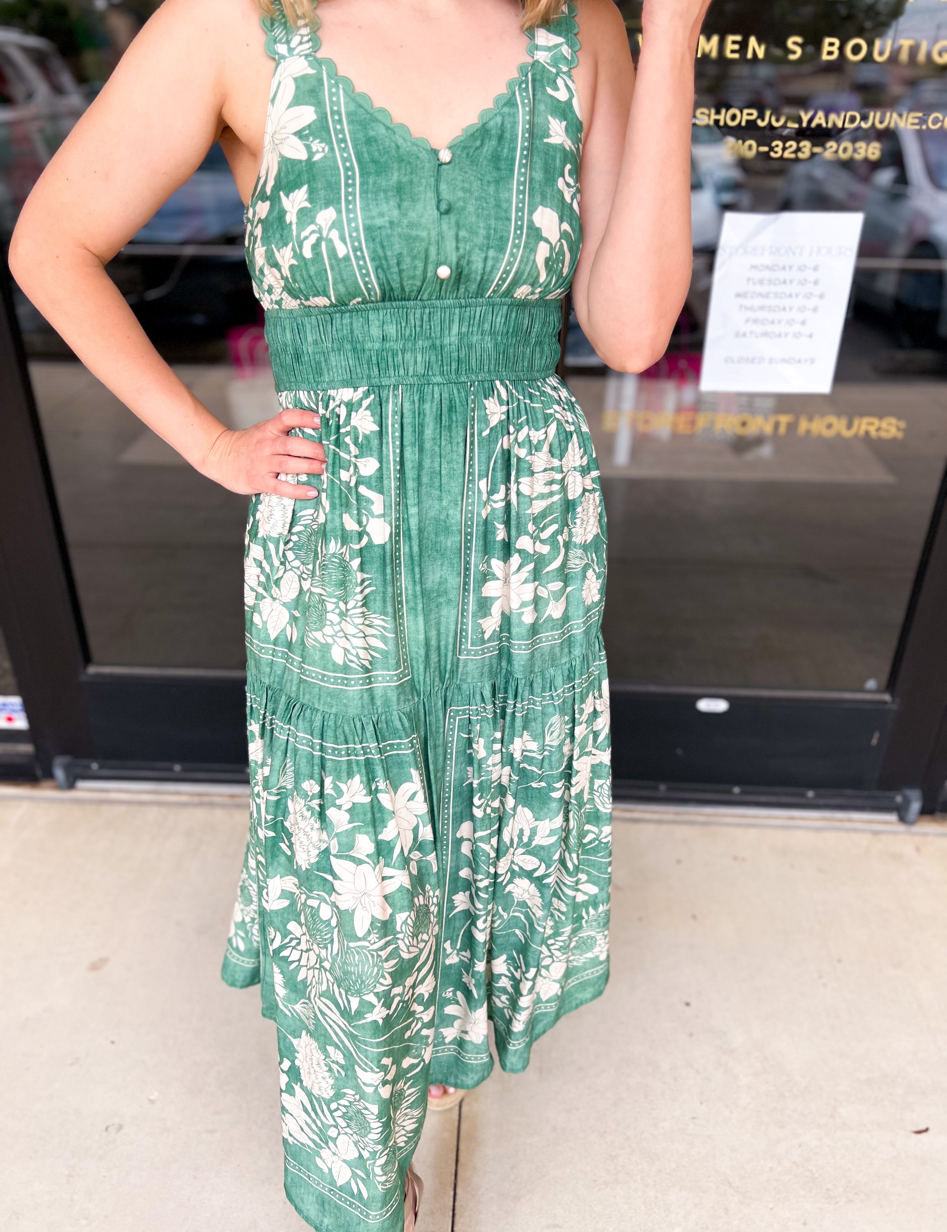 The Madrid Midi Dress-500 Midi-ENTRO-July & June Women's Fashion Boutique Located in San Antonio, Texas