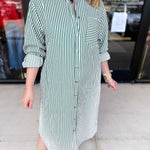 Button Down Casual Midi Dress - Hunter Green-500 Midi-ENTRO-July & June Women's Fashion Boutique Located in San Antonio, Texas