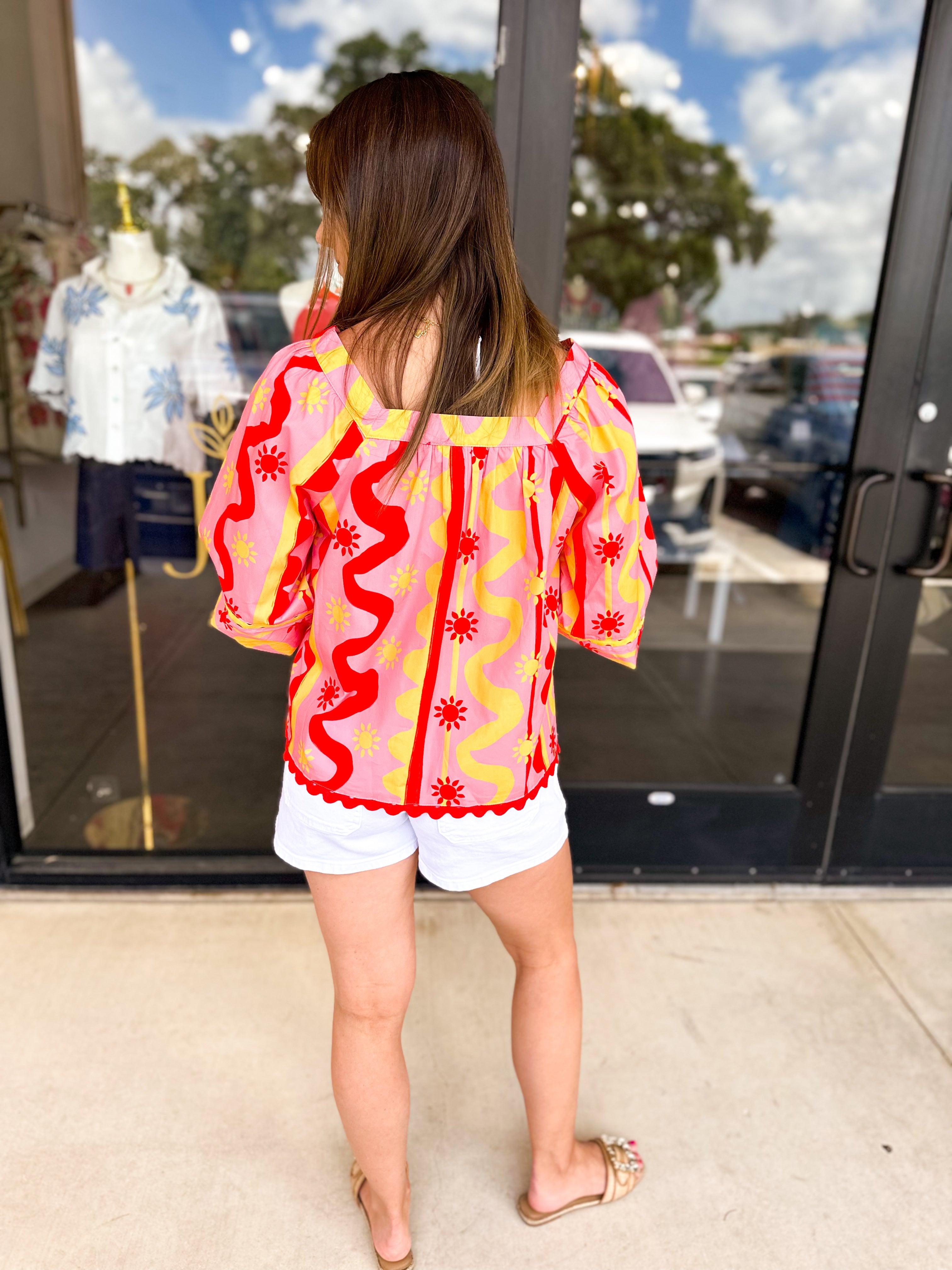 Vibrant Summers Blouse-200 Fashion Blouses-FATE-July & June Women's Fashion Boutique Located in San Antonio, Texas