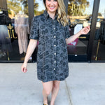 The Rosie Denim Mini Dress - Charcoal-510 Mini-ENTRO-July & June Women's Fashion Boutique Located in San Antonio, Texas