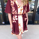 THML - Maroon Floral Mini Dress-510 Mini-THML-July & June Women's Fashion Boutique Located in San Antonio, Texas