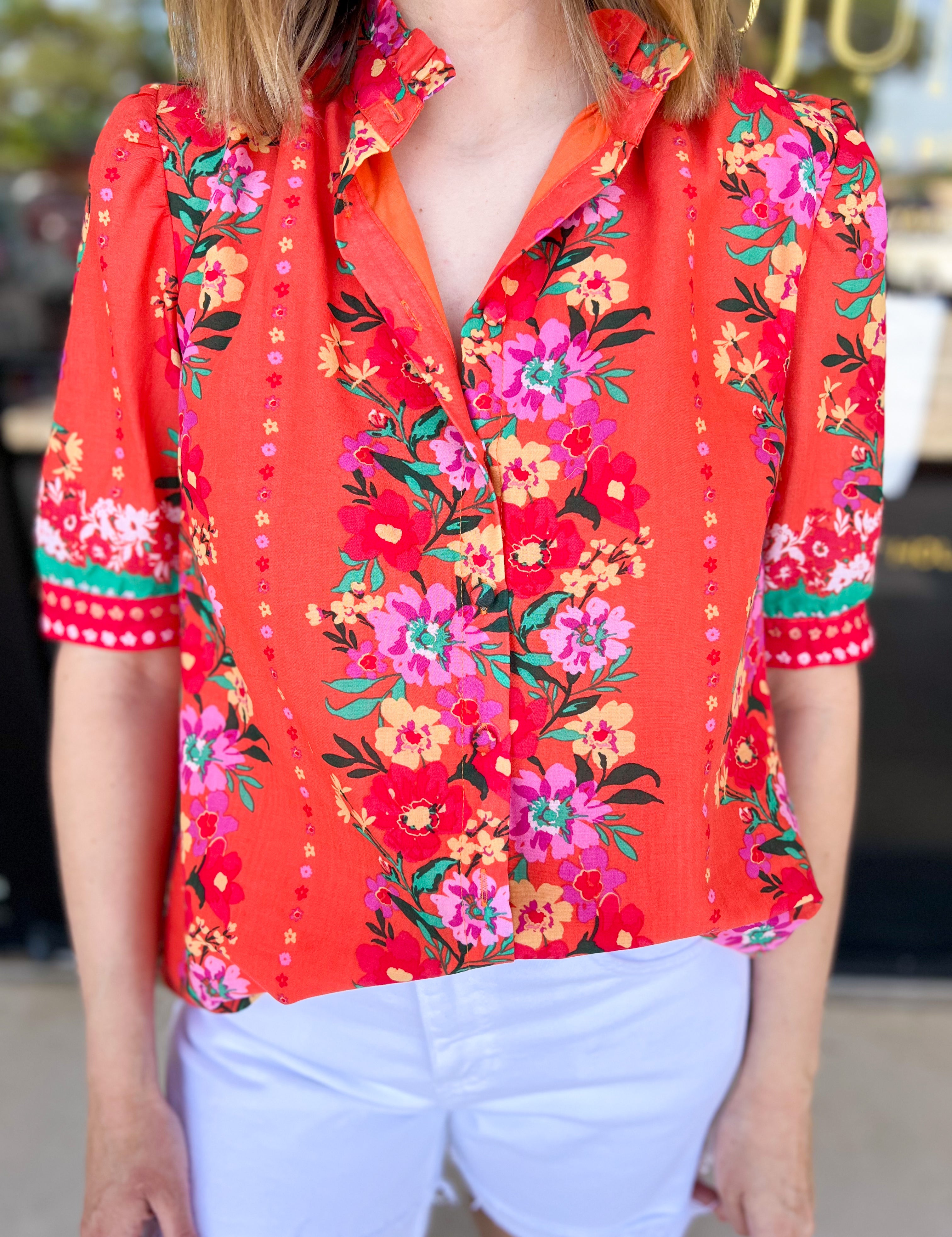 Sangria Sunrise Blouse-200 Fashion Blouses-FATE-July & June Women's Fashion Boutique Located in San Antonio, Texas