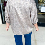 Snakeskin Shimmer Blouse-200 Fashion Blouses-JODIFL-July & June Women's Fashion Boutique Located in San Antonio, Texas