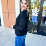 Mary Square - Hazel Long Sleeve - Black-210 Casual Blouses-MARY SQUARE-July & June Women's Fashion Boutique Located in San Antonio, Texas