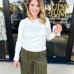 Long Sleeve Sweater Top - Cream-230 Sweaters/Cardis-ENTRO-July & June Women's Fashion Boutique Located in San Antonio, Texas