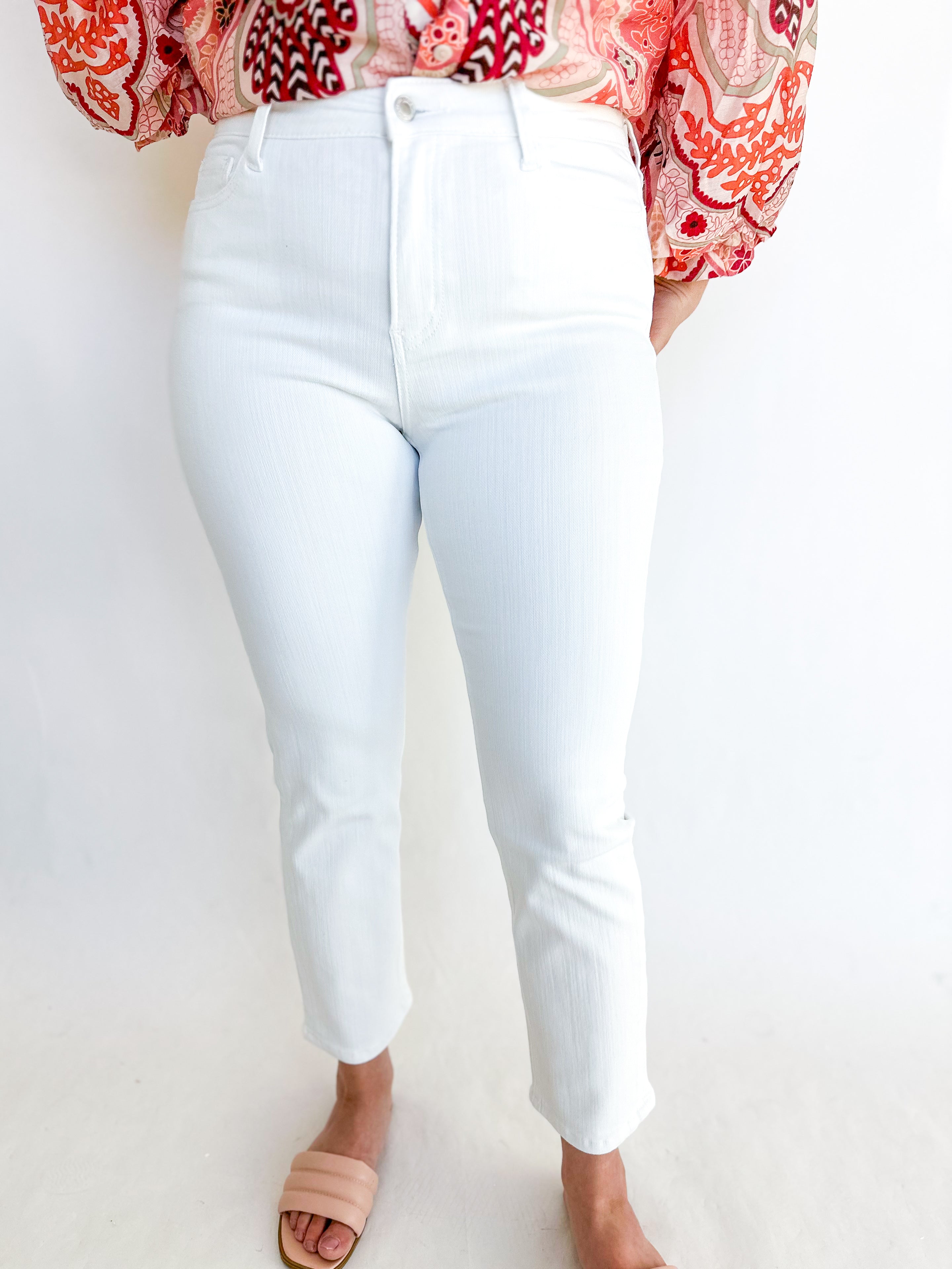 Vervet White High Rise Cropped Straight Leg Jean-400 Pants-VEVERT BY FLYING MONKEY-July & June Women's Fashion Boutique Located in San Antonio, Texas