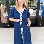 THML - Navy Midi Dress-500 Midi-THML-July & June Women's Fashion Boutique Located in San Antonio, Texas