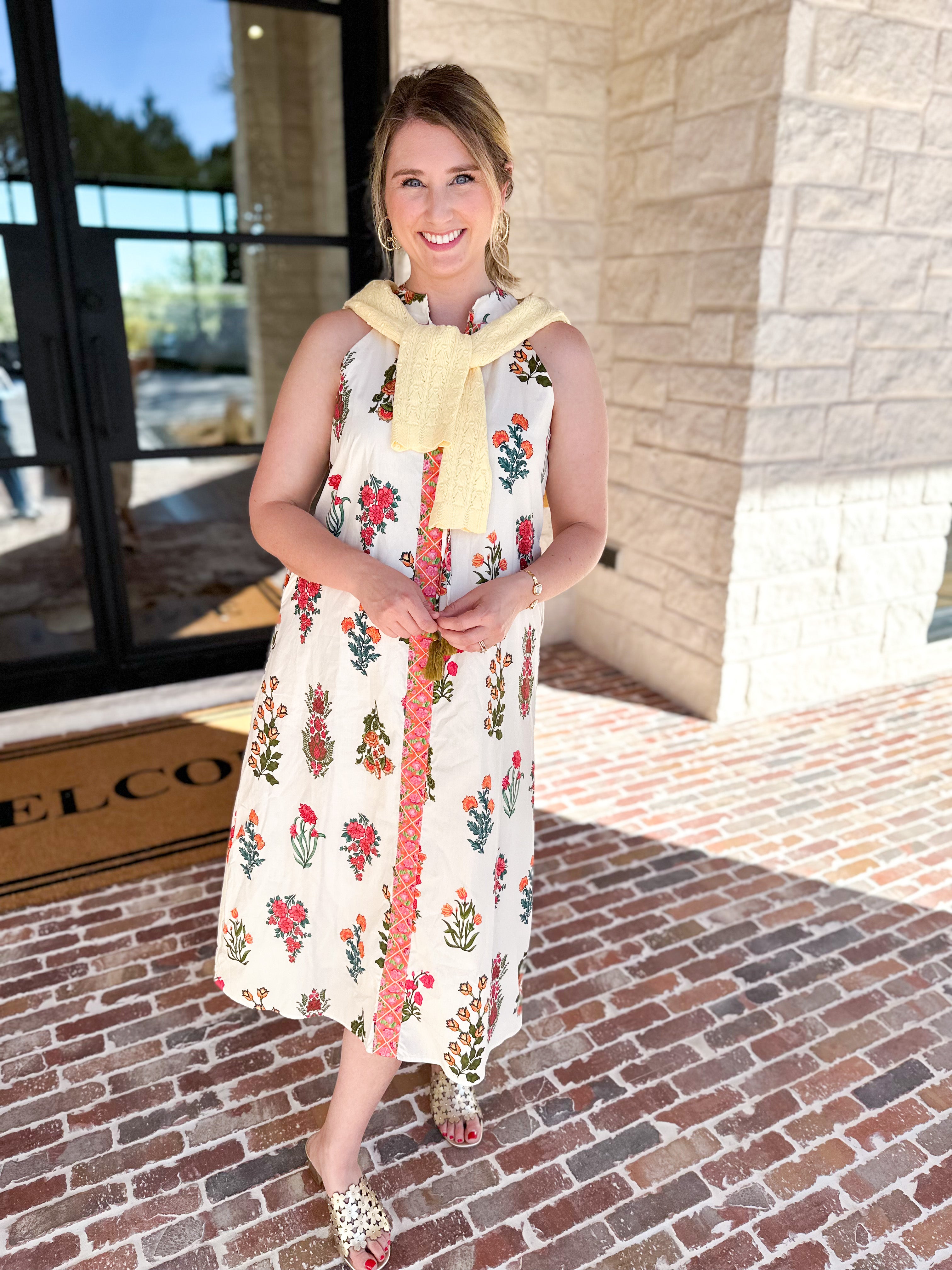 THML - Bloom Halter Midi Dress-500 Midi-THML-July & June Women's Fashion Boutique Located in San Antonio, Texas