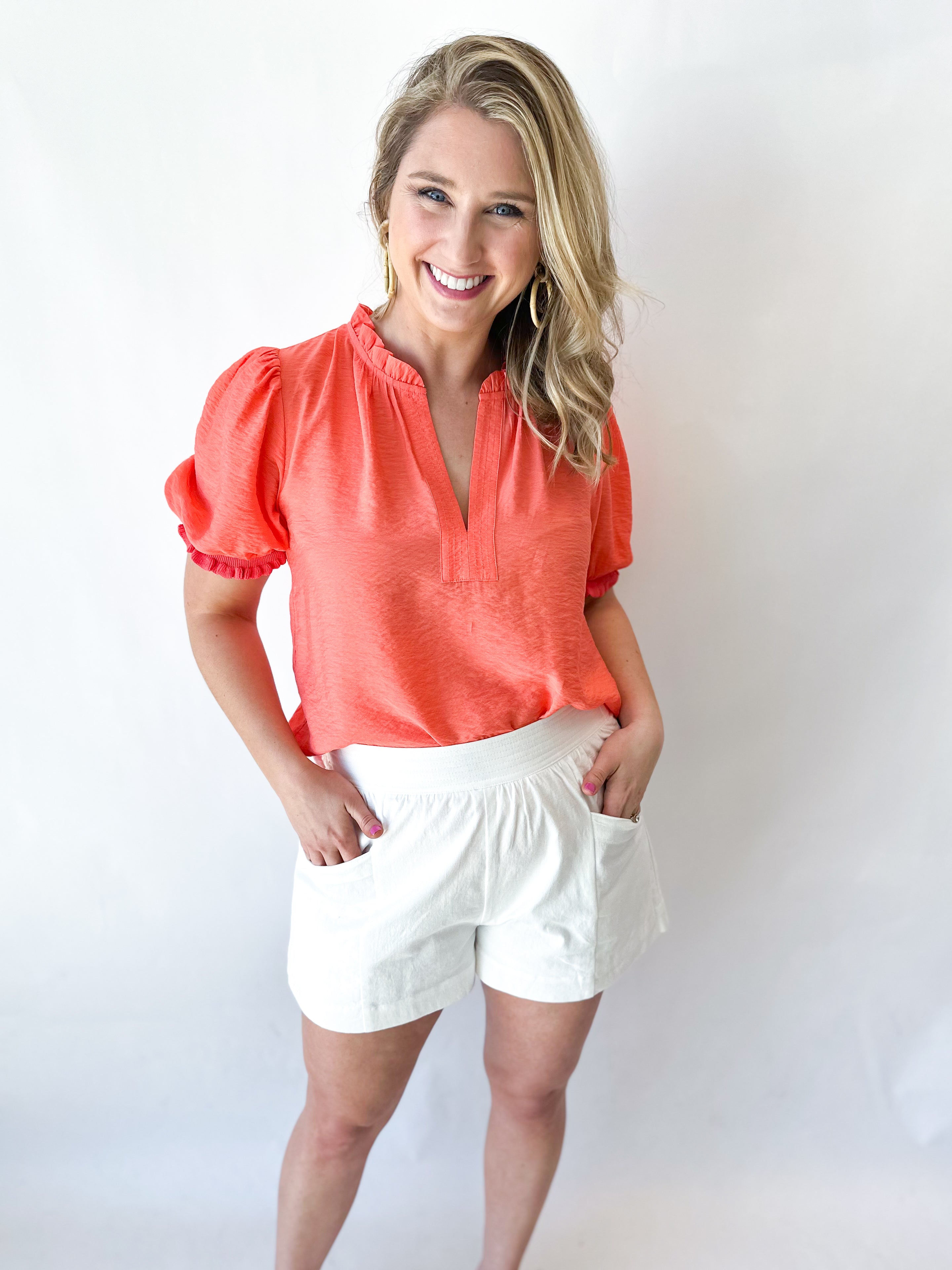 Cora Blouse-200 Fashion Blouses-CURRENT AIR CLOTHING-July & June Women's Fashion Boutique Located in San Antonio, Texas