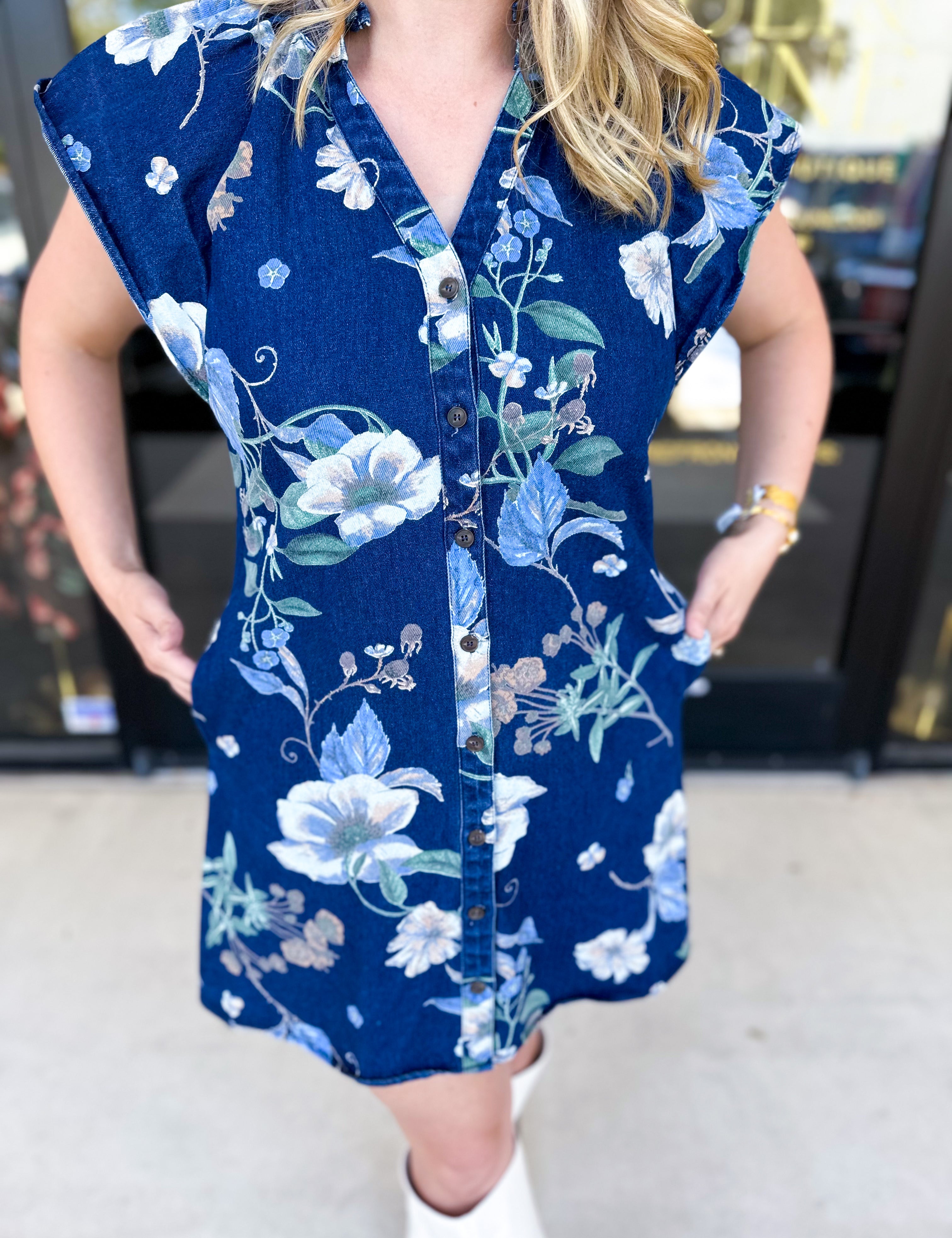 The Lainey Denim Mini Dress-510 Mini-ENTRO-July & June Women's Fashion Boutique Located in San Antonio, Texas