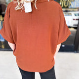 The Everyday Collard Blouse - Camel-200 Fashion Blouses-JODIFL-July & June Women's Fashion Boutique Located in San Antonio, Texas