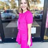 Posh Pink Short Sleeve Cardigan-230 Sweaters/Cardis-ENTRO-July & June Women's Fashion Boutique Located in San Antonio, Texas