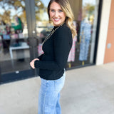 Kinsley Long Sleeve - Black-210 Casual Blouses-POLOGRAM-July & June Women's Fashion Boutique Located in San Antonio, Texas