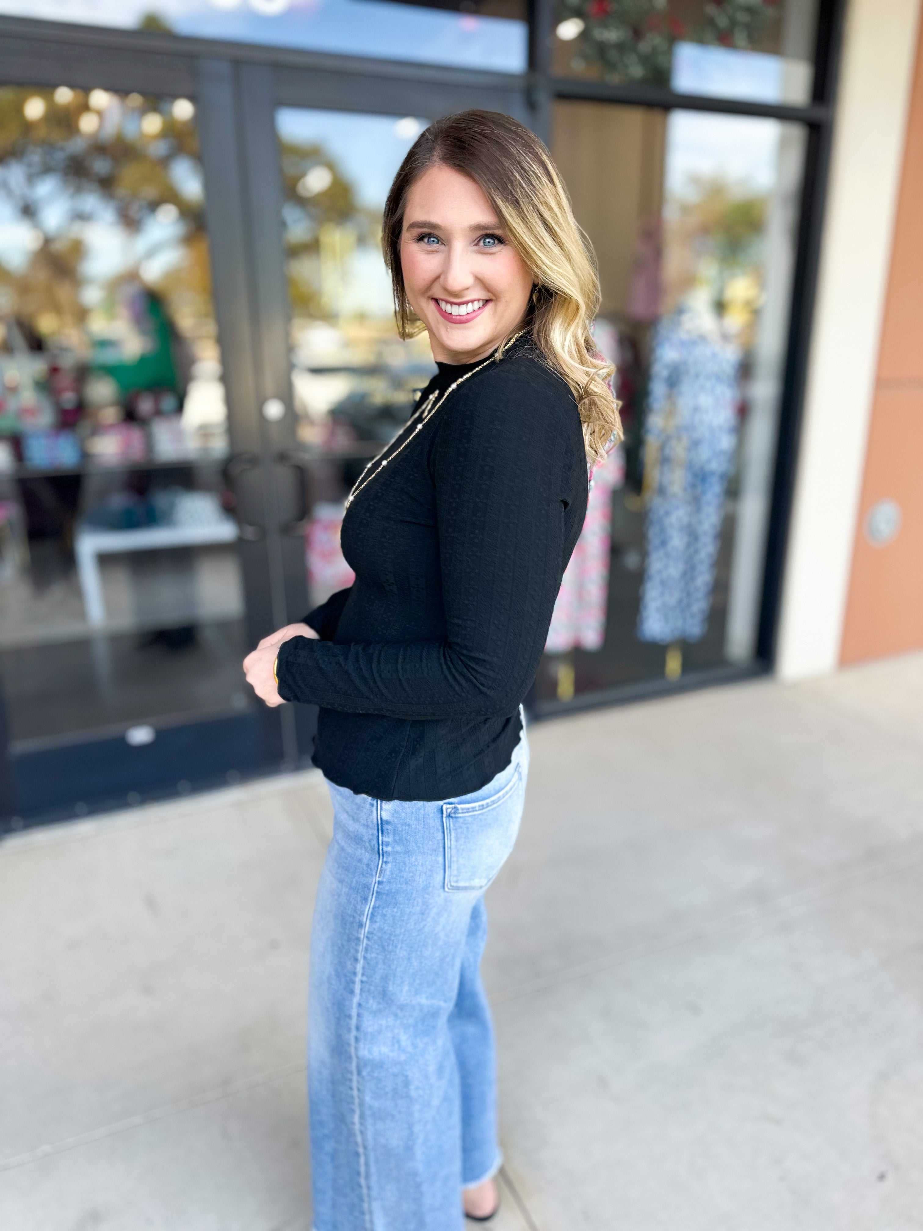 Kinsley Long Sleeve - Black-210 Casual Blouses-POLOGRAM-July & June Women's Fashion Boutique Located in San Antonio, Texas
