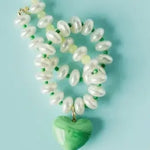 Green Heart Beaded & Pearl Necklace-110 Jewelry & Hair-MacRae & Co-July & June Women's Fashion Boutique Located in San Antonio, Texas
