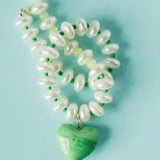 Green Heart Beaded & Pearl Necklace-110 Jewelry & Hair-MacRae & Co-July & June Women's Fashion Boutique Located in San Antonio, Texas
