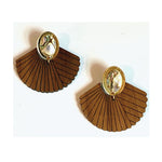 Bohemian Gemme - Bridget Wood Fan Earrings-110 Jewelry & Hair-Bohemian Gemme-July & June Women's Fashion Boutique Located in San Antonio, Texas