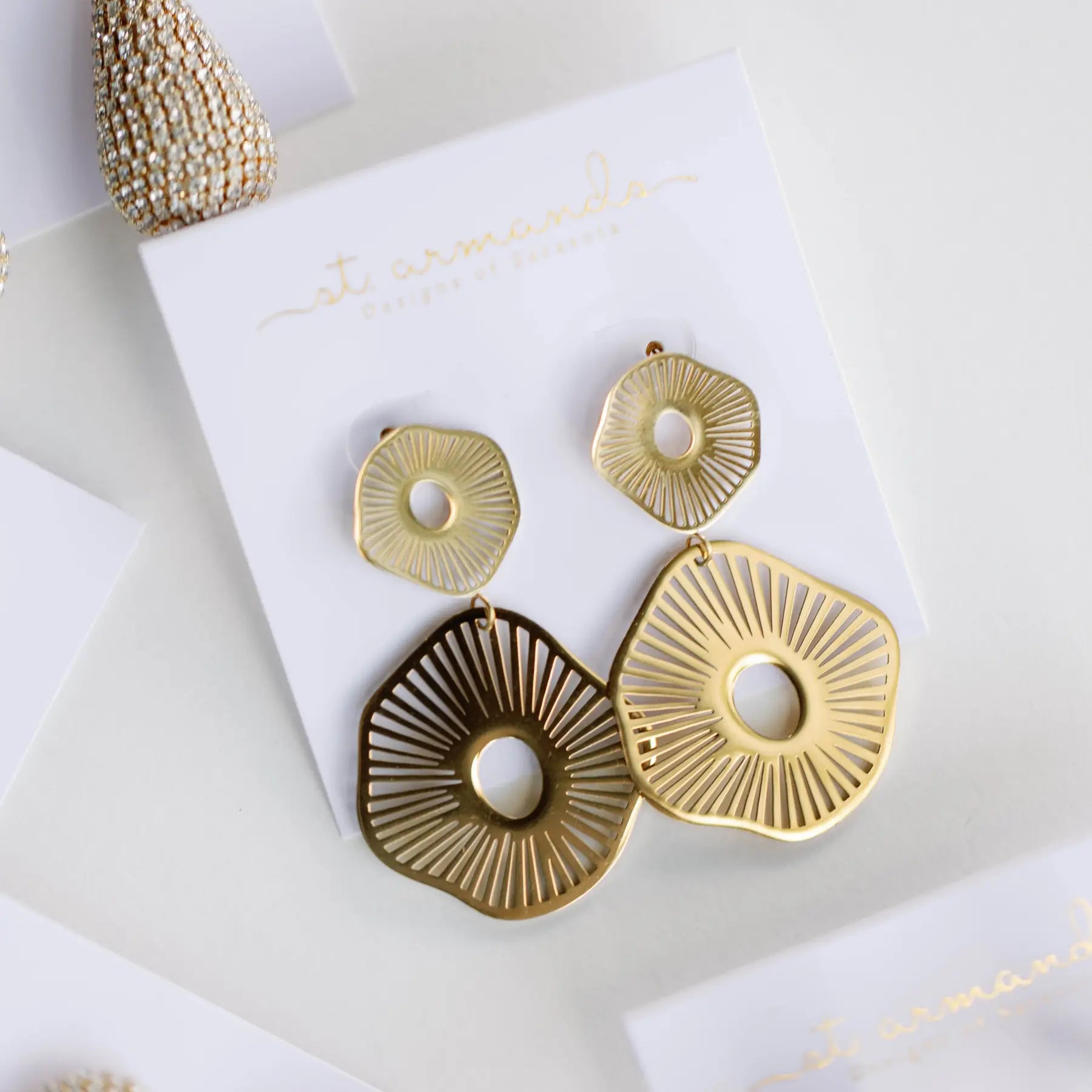 Gold Anemone Statement Earrings-110 Jewelry & Hair-St Armands Designs of Sarasota-July & June Women's Fashion Boutique Located in San Antonio, Texas