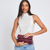 Priscilla Woven Clutch - Wine-130 ACCESSORIES-Moda Luxe-July & June Women's Fashion Boutique Located in San Antonio, Texas