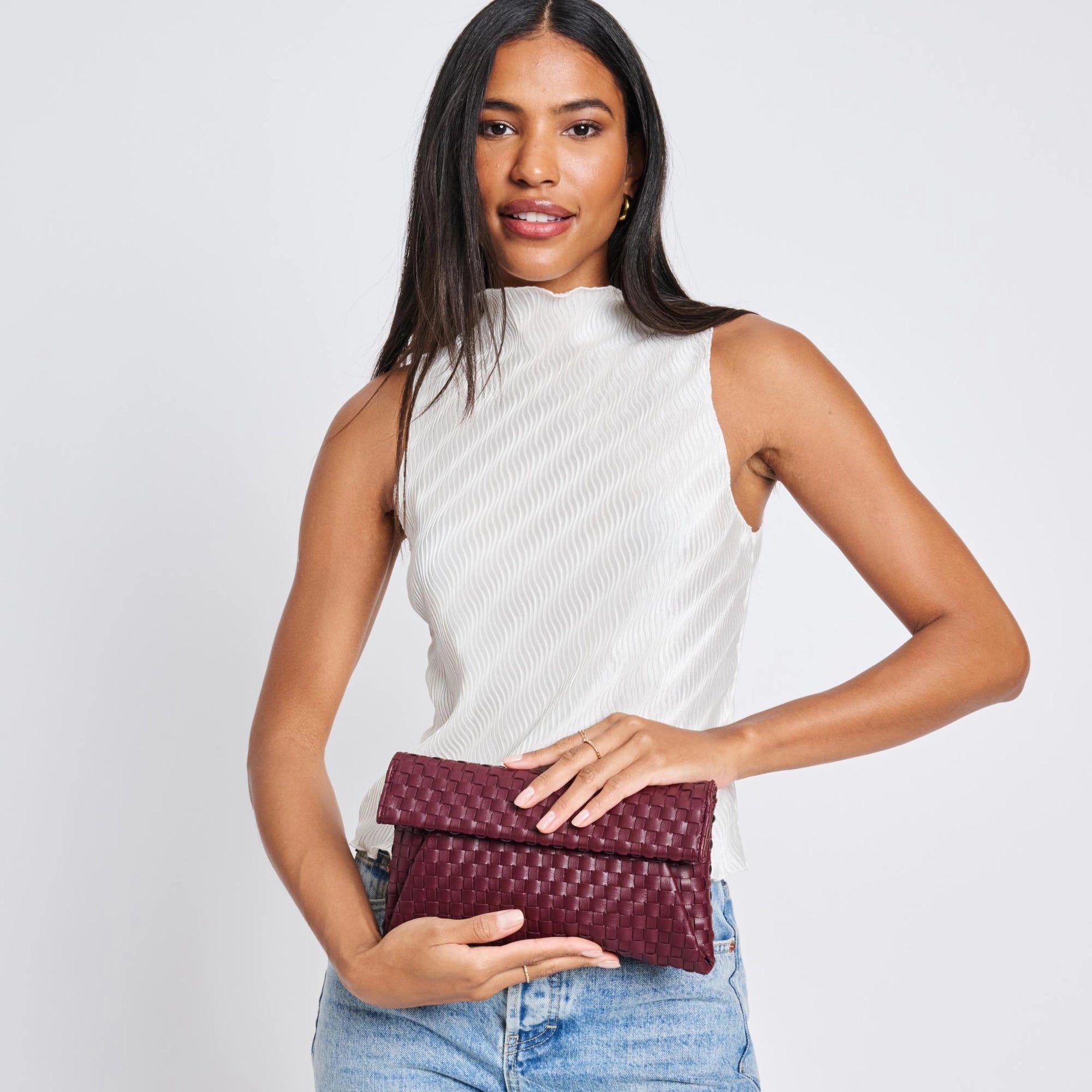 Priscilla Woven Clutch - Wine-130 ACCESSORIES-Moda Luxe-July & June Women's Fashion Boutique Located in San Antonio, Texas