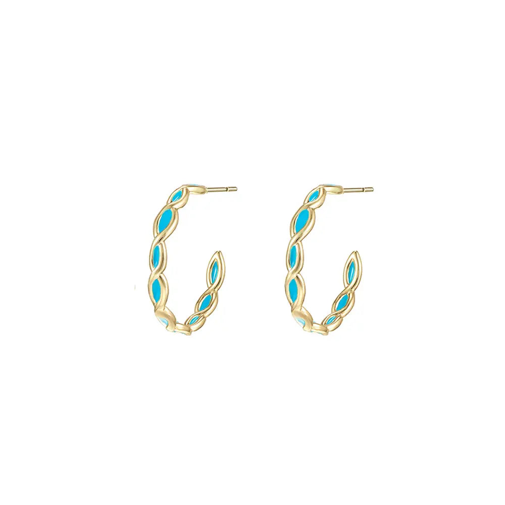 Natalie Wood - Bloom Mini Hoop Enamel Earrings Light Blue-120 Jewelry & Hair-Natalie Wood-July & June Women's Fashion Boutique Located in San Antonio, Texas