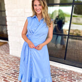 The Polished Light Blue Midi Dress-500 Midi-ENTRO-July & June Women's Fashion Boutique Located in San Antonio, Texas