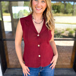 In Style Knit Vest - Merlot-200 Fashion Blouses-SKIES ARE BLUE-July & June Women's Fashion Boutique Located in San Antonio, Texas