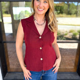 In Style Knit Vest - Merlot-200 Fashion Blouses-SKIES ARE BLUE-July & June Women's Fashion Boutique Located in San Antonio, Texas