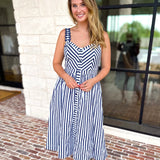 The Harbor Midi Dress - Navy-500 Midi-SKIES ARE BLUE-July & June Women's Fashion Boutique Located in San Antonio, Texas