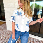 THML - Girl Next Door Blouse-200 Fashion Blouses-THML-July & June Women's Fashion Boutique Located in San Antonio, Texas