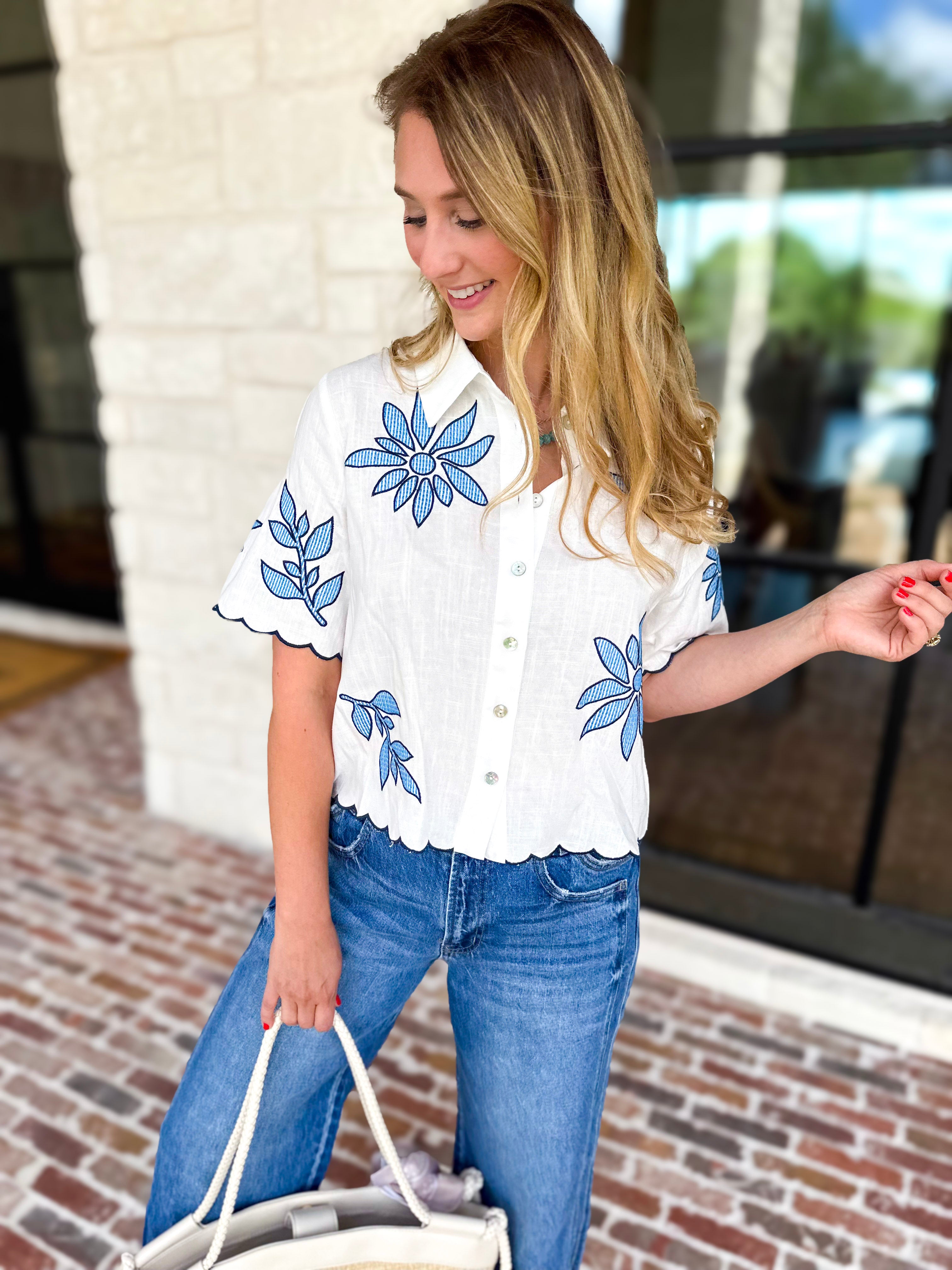 THML - Girl Next Door Blouse-200 Fashion Blouses-THML-July & June Women's Fashion Boutique Located in San Antonio, Texas