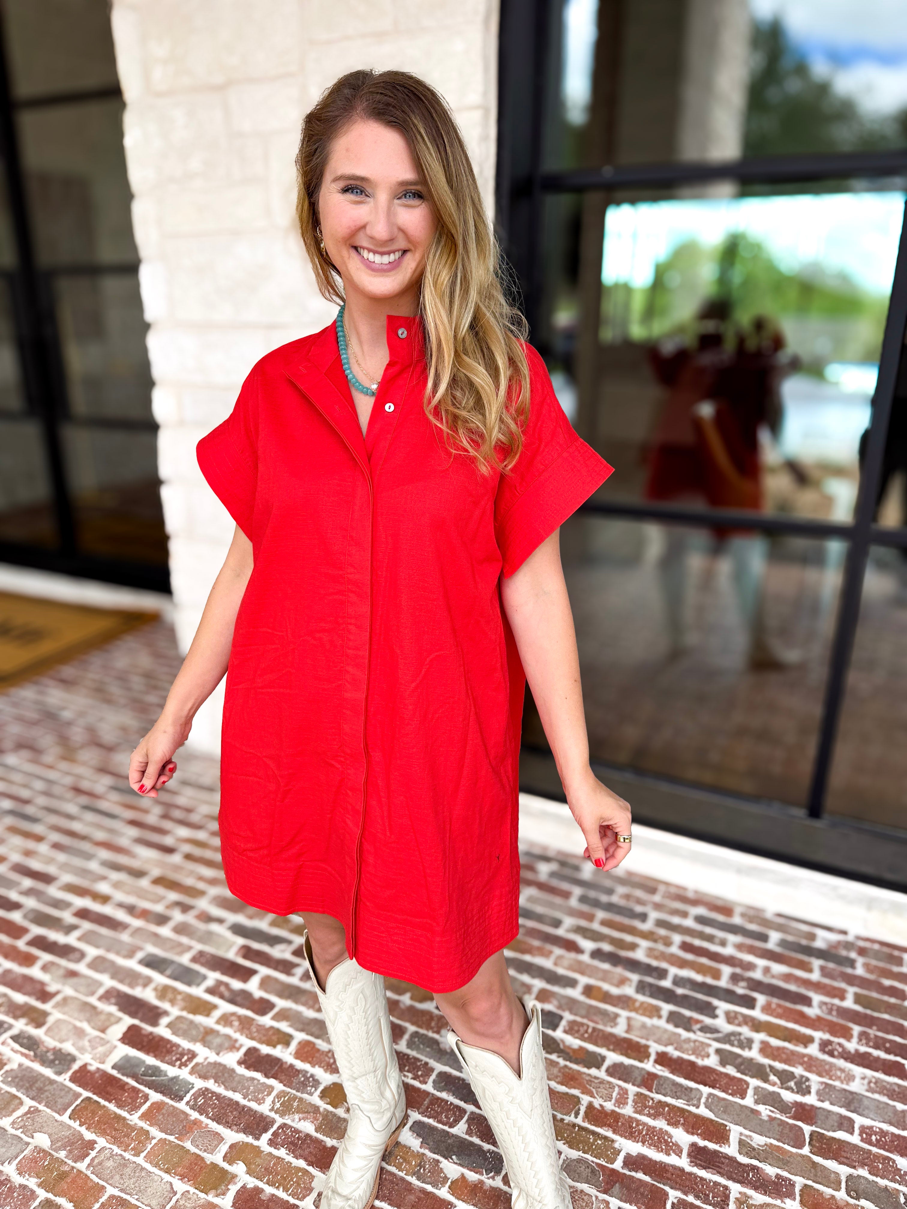 The Everyday Red Mini Dress-510 Mini-ENTRO-July & June Women's Fashion Boutique Located in San Antonio, Texas