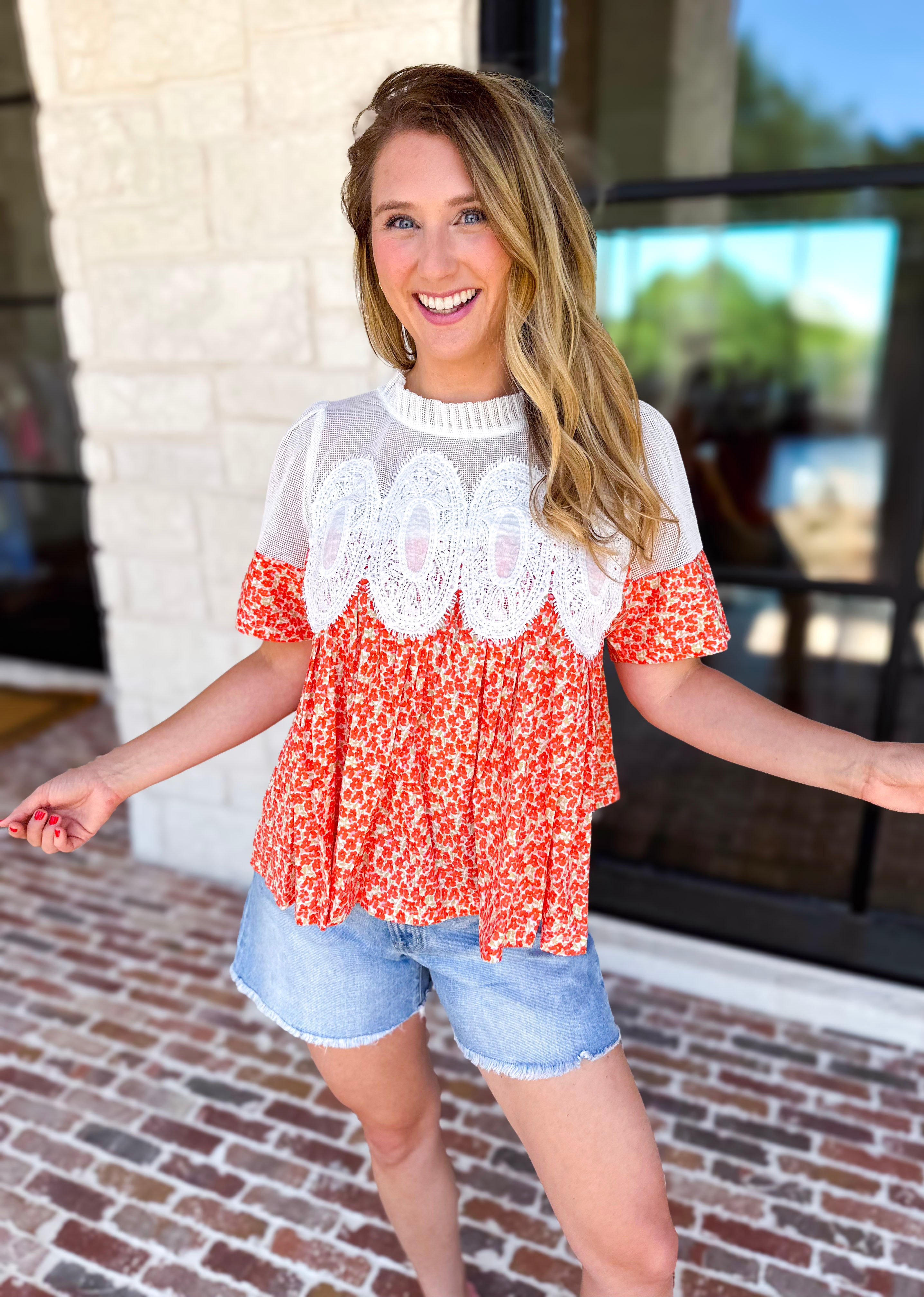Happy Garden Blouse-200 Fashion Blouses-FATE-July & June Women's Fashion Boutique Located in San Antonio, Texas