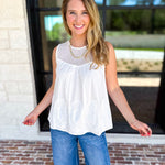 Sheer Details Tank - White-200 Fashion Blouses-FATE-July & June Women's Fashion Boutique Located in San Antonio, Texas