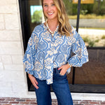 Salty Air Bubble Sleeve Blouse-200 Fashion Blouses-FATE-July & June Women's Fashion Boutique Located in San Antonio, Texas