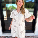 Ivory Sands Floral Mini Dress-510 Mini-JODIFL-July & June Women's Fashion Boutique Located in San Antonio, Texas