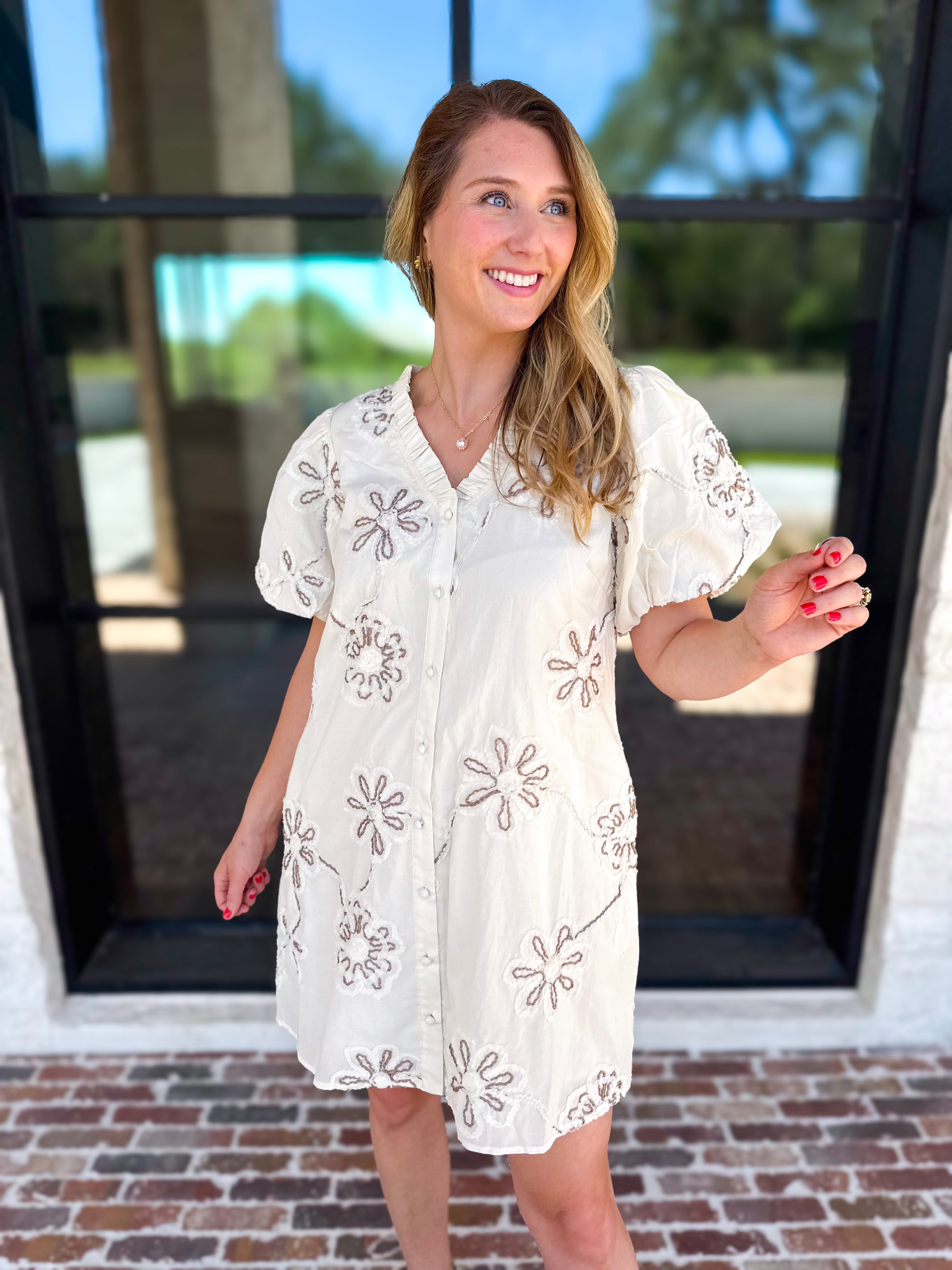 Ivory Sands Floral Mini Dress-510 Mini-JODIFL-July & June Women's Fashion Boutique Located in San Antonio, Texas