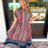 Simply Classic Stripe & Floral Midi Dress-500 Midi-TCEC-July & June Women's Fashion Boutique Located in San Antonio, Texas