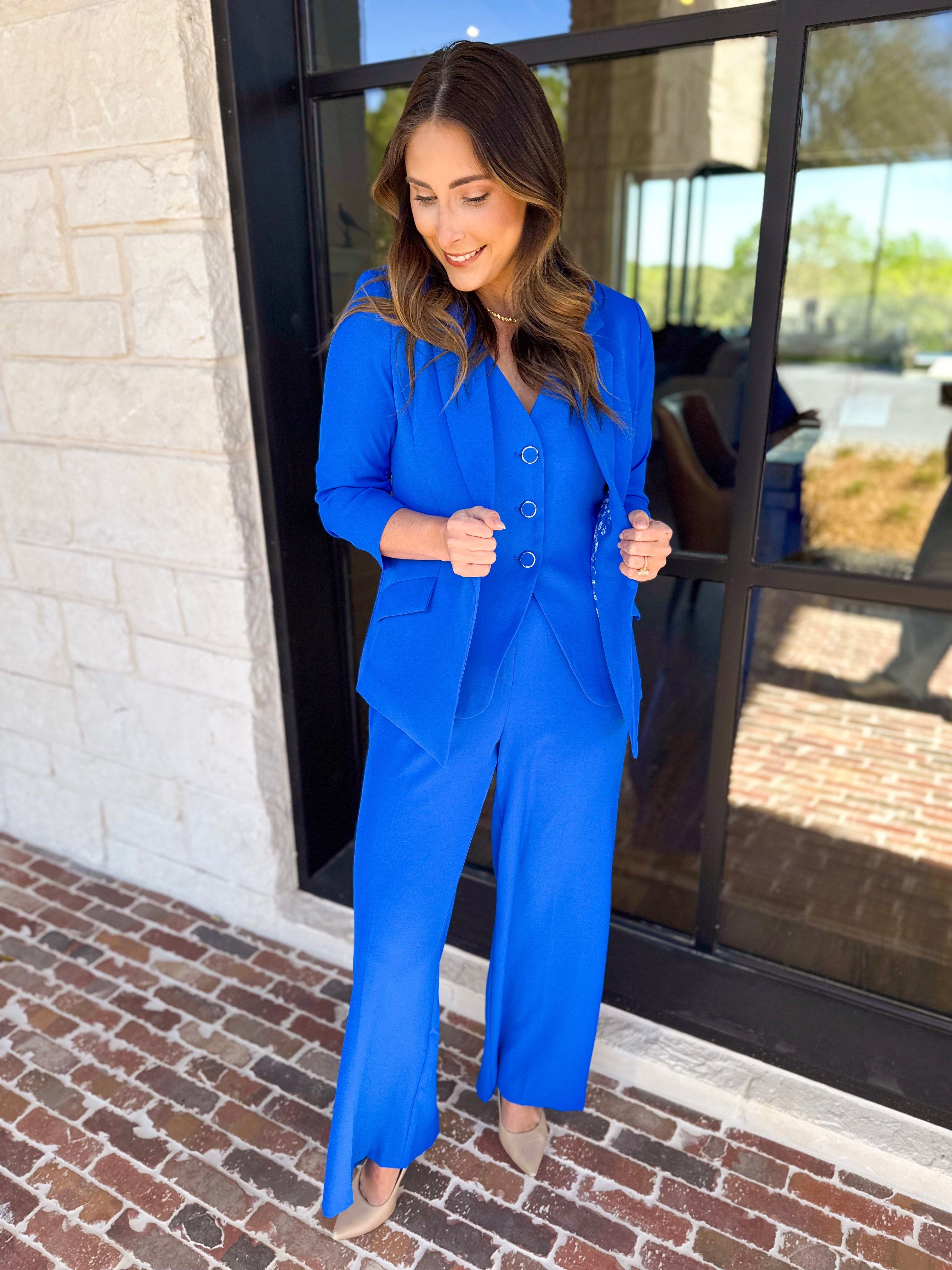 Spring It Girl Trouser - Electric Blue-400 Pants-SKIES ARE BLUE-July & June Women's Fashion Boutique Located in San Antonio, Texas