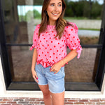 Polka Dot Chic Blouse - Red & Pink-200 Fashion Blouses-ENTRO-July & June Women's Fashion Boutique Located in San Antonio, Texas
