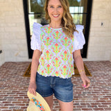 Spring Celebration Blouse - Ivory-200 Fashion Blouses-JODIFL-July & June Women's Fashion Boutique Located in San Antonio, Texas